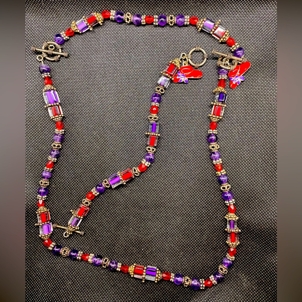 Red Hat Society Necklace and Bracelet beaded set